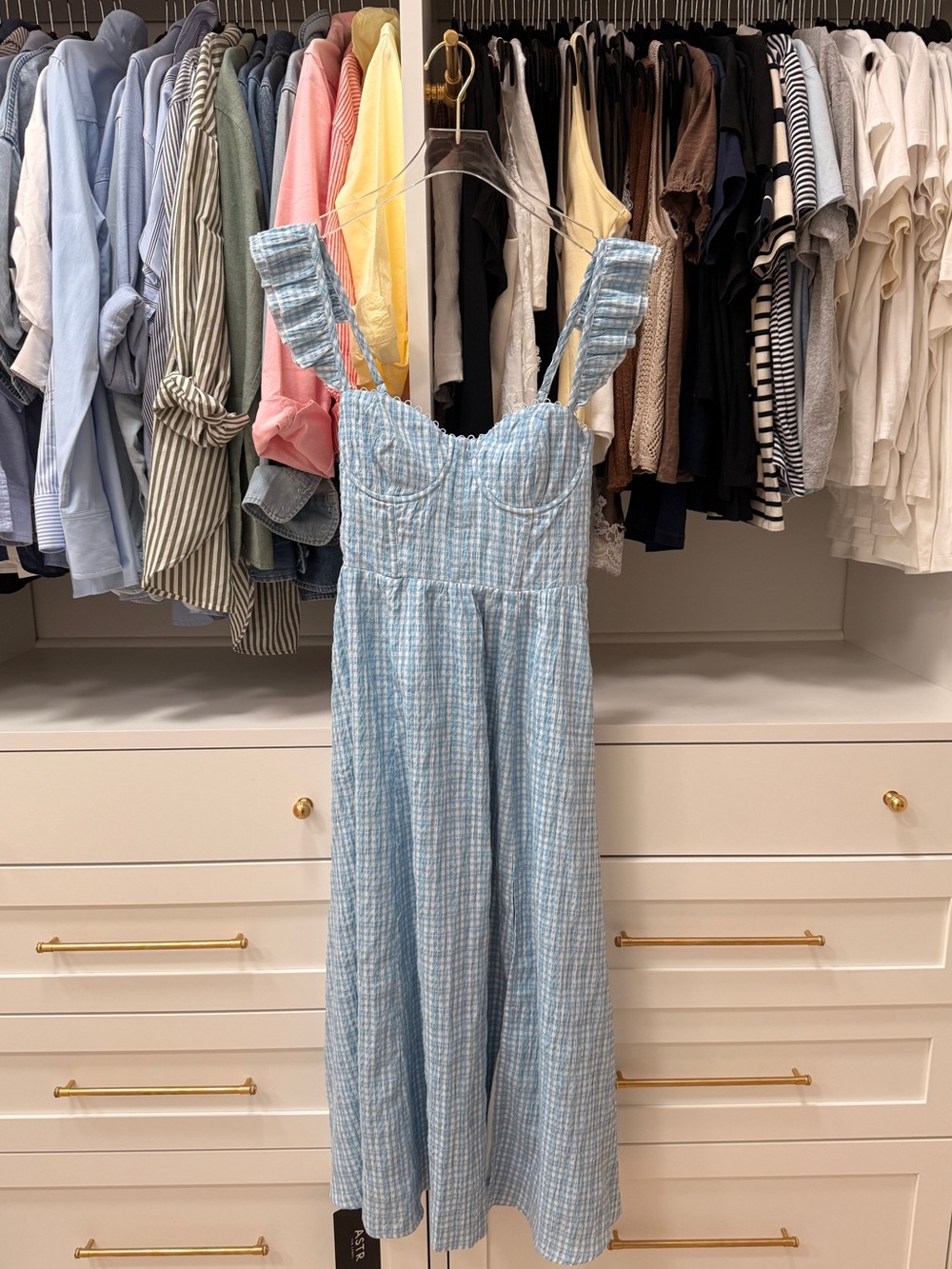 ASTR Wedelia Dress in Blue Plaid - Picture 2 of 8